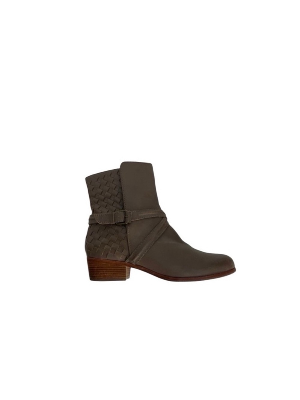 Joie leather classic basket weave taupe biker low heel antiqued boots 37 1/2
